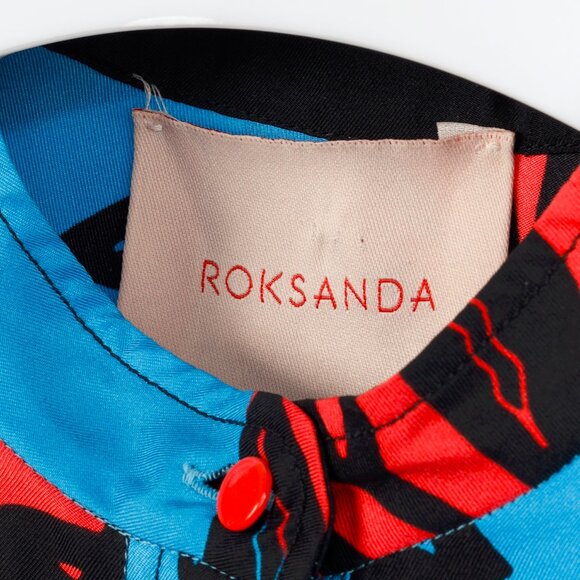 Roksanda SS/18 Aviana Blue Floral Silk Long-Sleeve Mini Dress - Picture 9 of 11